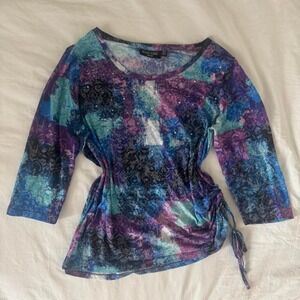 Y2K is 2000s Knit Chic TyeDye Rhinestone Quarter sleeve